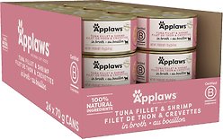 Applaws Tuna Fillet with Shrimp Canned Cat Food, 2.47-oz can, case of 24