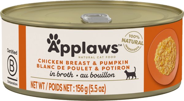 Show full view: Applaws Chicken Breast with Pumpkin Canned Cat Food, 5.5-oz can, case of 24 slide 3 of 9