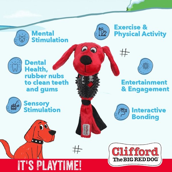 Show full view: Clifford The Big Red Dog Busy Body Ruff n' Tough Plush Dog Toy slide 6 of 8