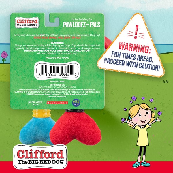Show full view: Clifford The Big Red Dog Pawloofz-Pals Plush & Rubber Dog Toy, 2 count slide 6 of 7