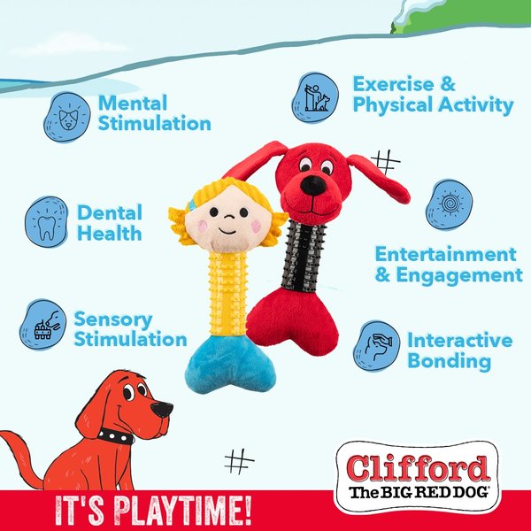 Show full view: Clifford The Big Red Dog Pawloofz-Pals Plush & Rubber Dog Toy, 2 count slide 3 of 7