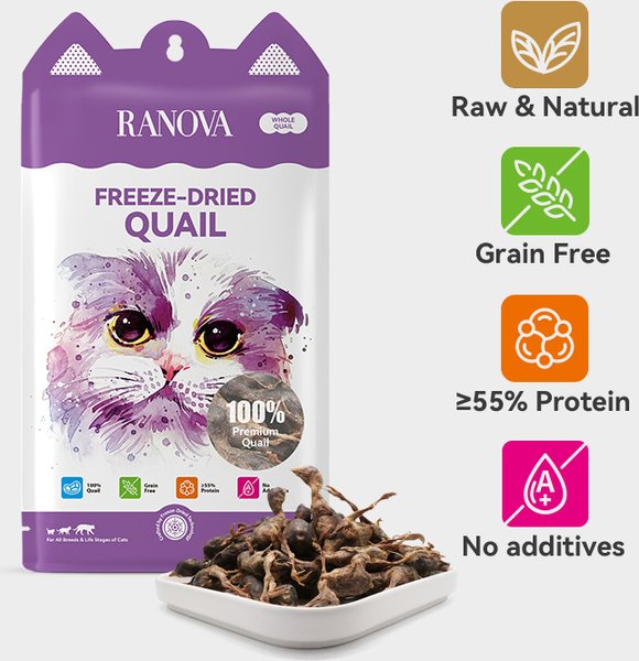Show full view: Ranova Quail Freeze-Dried Dog & Cat Treats, 40-g bag slide 3 of 3