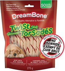 DreamBone Chicken Twist Stick Dog Treat, 50 count