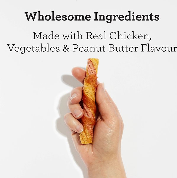 Show full view: DreamBone Puffy Twist Peanut Butter Wrapped Chicken Dog Treats, 8 count slide 3 of 8
