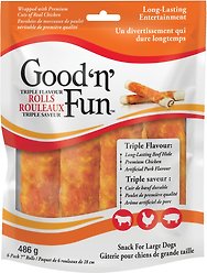 Good 'n' Fun Triple Flavour Rolls 7" Dog Treats, 6 count