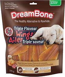 DreamBone Triple Flavour Wings Chicken, Peanut Butter & Duck Dog Treats, 10 count