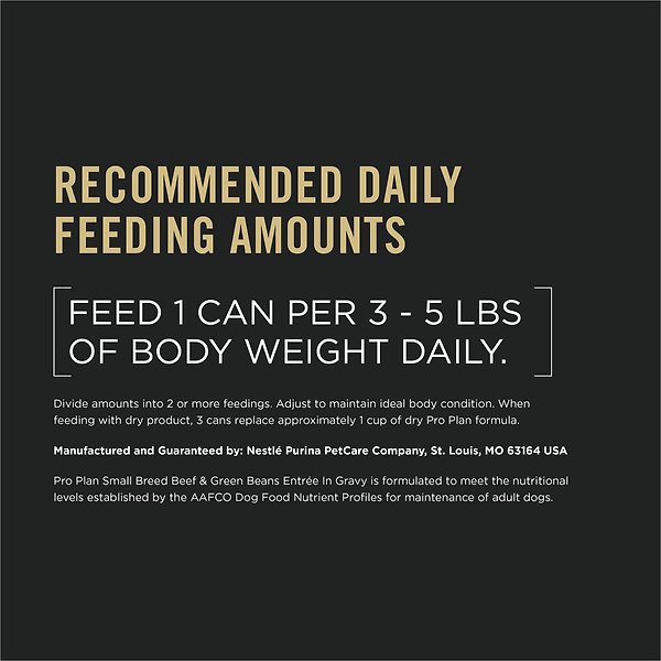 Show full view: Purina Pro Plan Small Breed Beef & Green Bean Entree Wet Dog Food, 156-g can, case of 24 slide 8 of 9