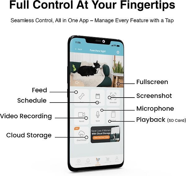 Show full view: INSTACHEW Purechew Automatic with HD Camera Cat & Dog Smart Feeder, White slide 9 of 10