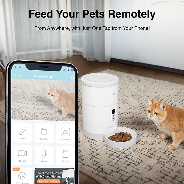 Show full view: INSTACHEW Purechew Automatic with HD Camera Cat & Dog Smart Feeder, White slide 3 of 10