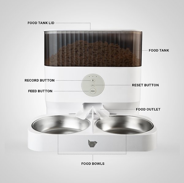 Show full view: INSTACHEW Purechew Double Automatic 1-10 Feeding Dog & Cat Feeder, White slide 7 of 7