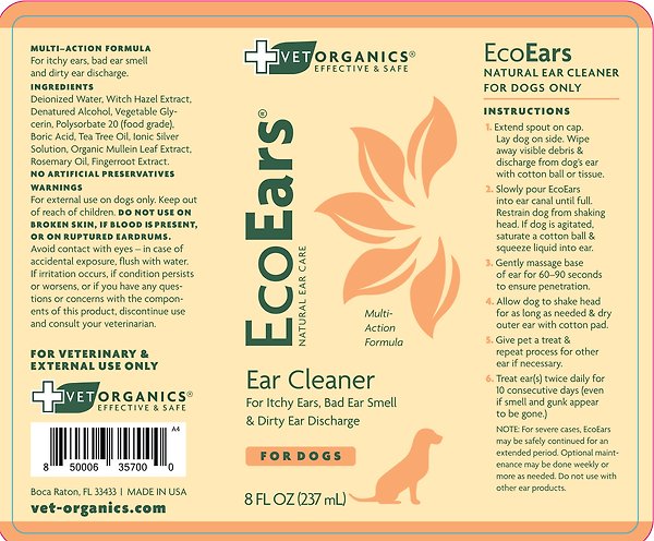 Show full view: Vet Organics EcoEars Dog Ear Cleaner, 8-fl oz bottle slide 5 of 6