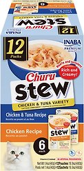 Inaba Chicken & Tuna Stew Variety Pack Lickable Cat Treat, 40-g tube, 12 count