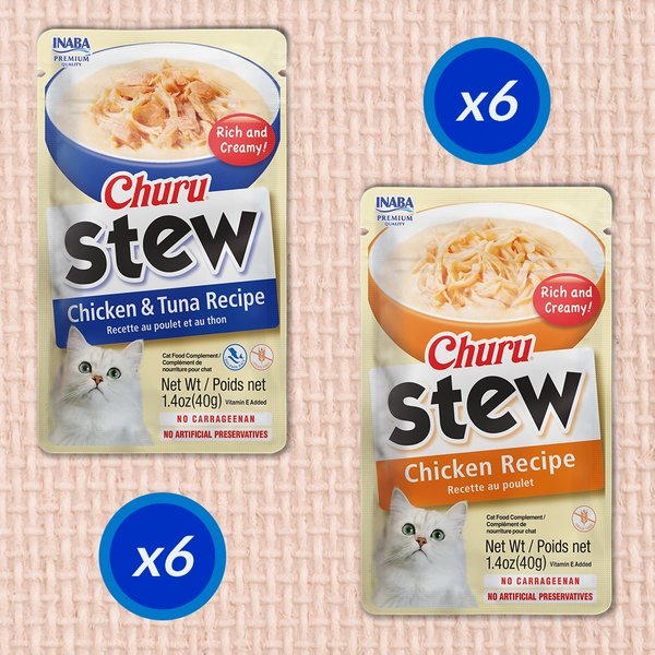 Show full view: Inaba Chicken & Tuna Stew Variety Pack Lickable Cat Treat, 40-g tube, 12 count slide 3 of 8