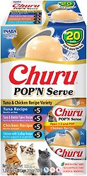 Inaba Churu Pop'n Serve Tuna & Chicken Variety Grain-Free Lickable Cat Treats, 34-g cup, 20 count