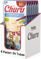 Inaba Churu for Senior 10+ Tuna Recipe Lickable Cat Treats, 14-g tube, 24 count