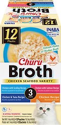 Inaba Churu Broth Chicken & Seafood Variety Pack Lickable Cat Treat, 40-g tube, 12 count