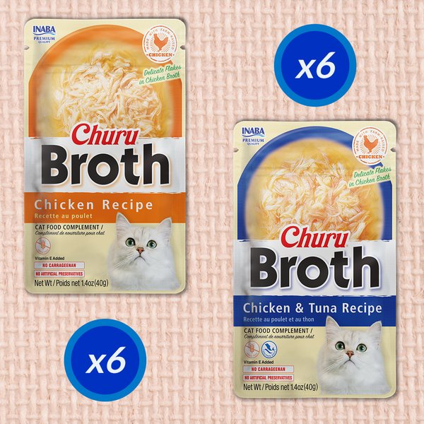 Show full view: Inaba Churu Broth Chicken & Tuna Variety Pack Lickable Cat Treat, 40-g tube, 12 count slide 3 of 8