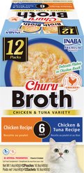 Inaba Churu Broth Chicken & Tuna Variety Pack Lickable Cat Treat, 40-g tube, 12 count