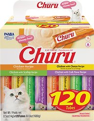 Inaba Churu Grain-Free Chicken Variety Lickable Cat Treat, 14-g tube, 120 count