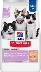 Hill's Science Diet Kitten Sensitive Stomach & Skin Salmon & Brown Rice Recipe Cat Food, 1.58-kg bag
