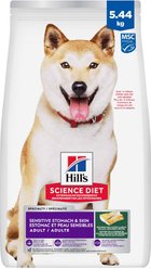 Hill's Science Diet Adult Sensitive Stomach & Skin Pollock Meal, Barley & Insect Meal Recipe Dry Dog Food, 5.44-kg bag