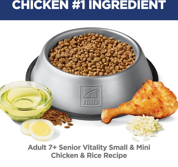 Show full view: Hill's Science Diet Senior 7+ Senior Vitality Small & Mini Chicken & Rice Recipe Dry Dog Food, 1.58-kg bag slide 4 of 12