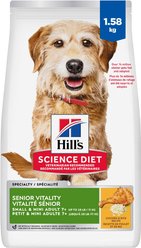 Hill's Science Diet Senior 7+ Senior Vitality Small & Mini Chicken & Rice Recipe Dry Dog Food, 1.58-kg bag
