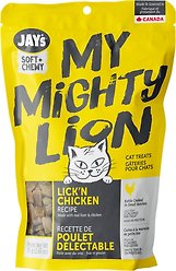 Jay's Tasty Adventures Soft & Chewy My Mighty Lion Lick'n Chicken Cat Treats, 75-g bag