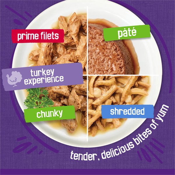 Show full view: Friskies Turkey Experience Variety Pack Wet Cat Food, 156-g, case of 32 slide 11 of 12