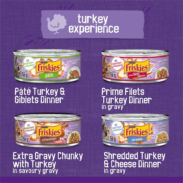 Show full view: Friskies Turkey Experience Variety Pack Wet Cat Food, 156-g, case of 32 slide 10 of 12