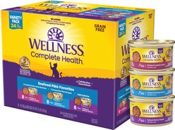 Wellness Complete Health Seafood Pate Favorites Canned Cat Food, 85-g can, case of 24