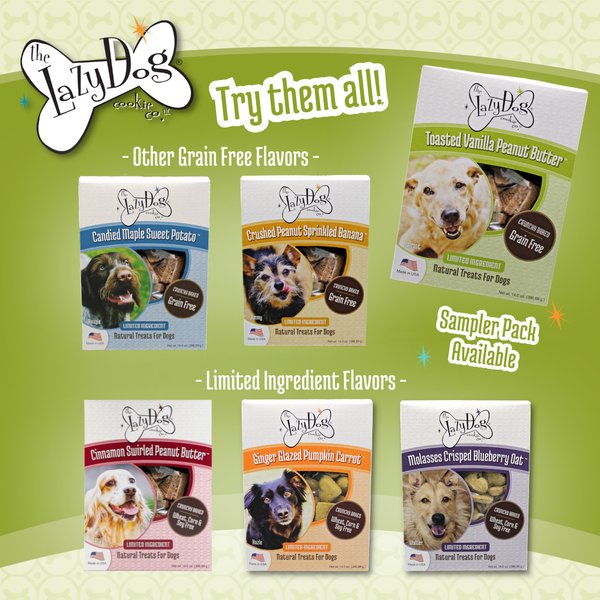 Show full view: The Lazy Dog Cookie Co. Grain-Free Toasted Vanilla Peanut Butter Limited Ingredient Crunchy Baked Dog Treats, 14-oz box slide 8 of 8