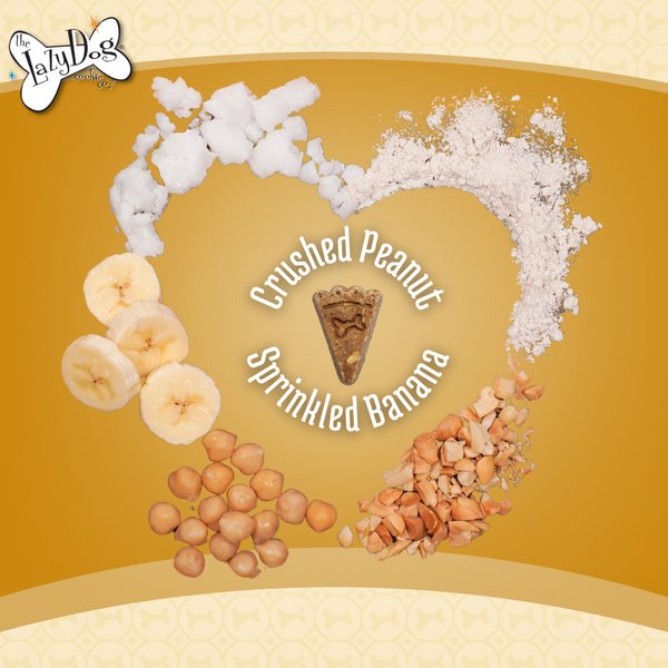 Show full view: The Lazy Dog Cookie Co. Grain-Free Crushed Peanut Sprinkled Banana Limited Ingredient Crunchy Baked Dog Treats, 14-oz box slide 4 of 8