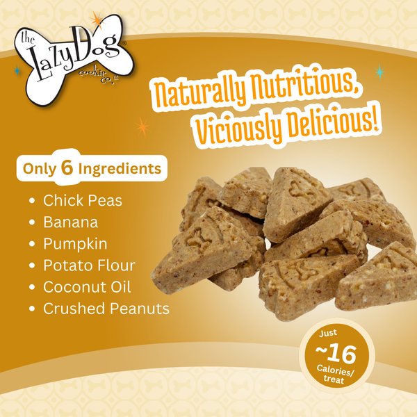 Show full view: The Lazy Dog Cookie Co. Grain-Free Crushed Peanut Sprinkled Banana Limited Ingredient Crunchy Baked Dog Treats, 14-oz box slide 3 of 8