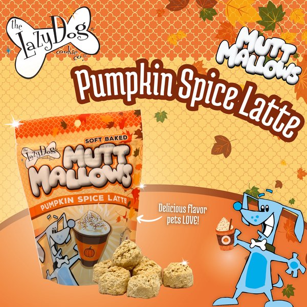 Show full view: The Lazy Dog Cookie Co. Mutt Mallows Pumpkin Spice Latte Soft-Baked Dog Treats, 5-oz bag slide 5 of 5
