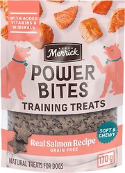 Merrick Power Bites Real Salmon Recipe Grain-Free Soft & Chewy Dog Treats, 170-g bag