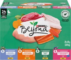 Purina Beyond Pate Variety Pack Wild-Caught Salmon, Chicken, Trout & Catfish Wet Cat Food, 85-g can, case of 24
