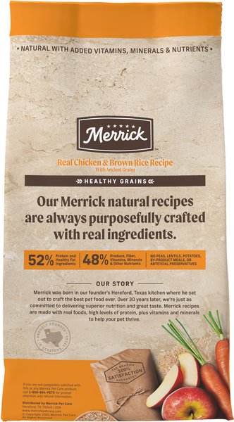 Show full view: Merrick Healthy Grains Real Chicken & Brown Rice Dry Dog Food, 5.44-kg bag slide 4 of 15