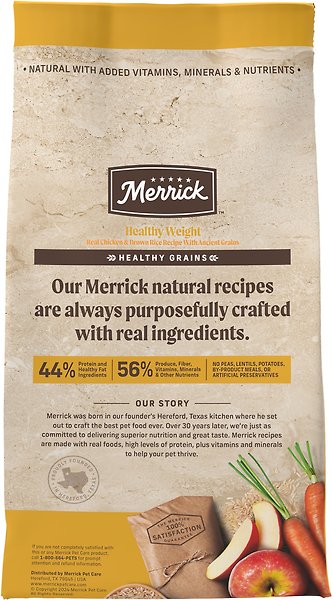 Show full view: Merrick Healthy Grains Healthy Weight Recipe Dry Dog Food, 11.34-kg bag slide 4 of 17