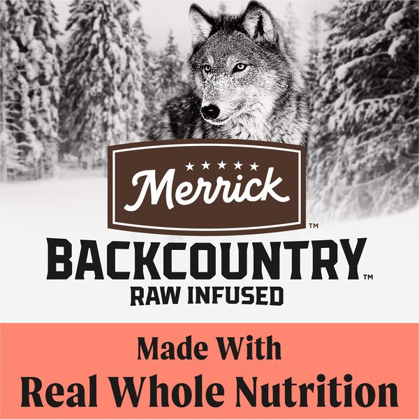 Show full view: Merrick Backcountry Chicken-Free Raw Infused Pacific Catch Recipe with Healthy Grains Dry Dog Food, 1.81-kg bag slide 6 of 17