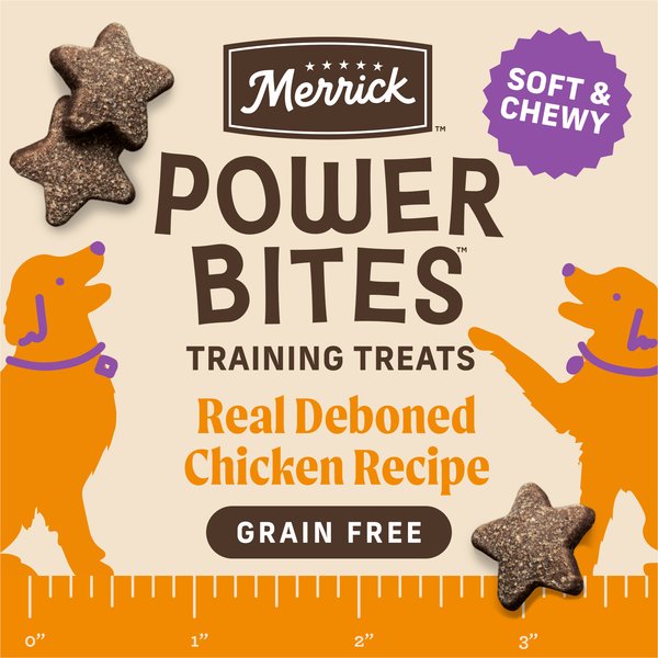 Show full view: Merrick Power Bites Real Chicken Recipe Grain-Free Soft & Chewy Dog Treats, 170-g bag slide 14 of 18