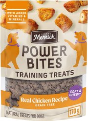 Merrick Power Bites Real Chicken Recipe Grain-Free Soft & Chewy Dog Treats, 170-g bag