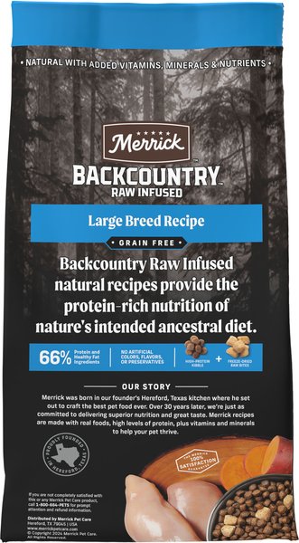 Show full view: Merrick Backcountry Raw Infused Grain-Free Large Breed Recipe Freeze-Dried Dog Food, 9.07-kg bag slide 4 of 17