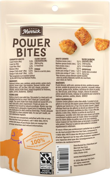 Show full view: Merrick Power Bites Real Chicken Recipe Grain-Free Soft & Chewy Dog Treats, 170-g bag slide 4 of 18