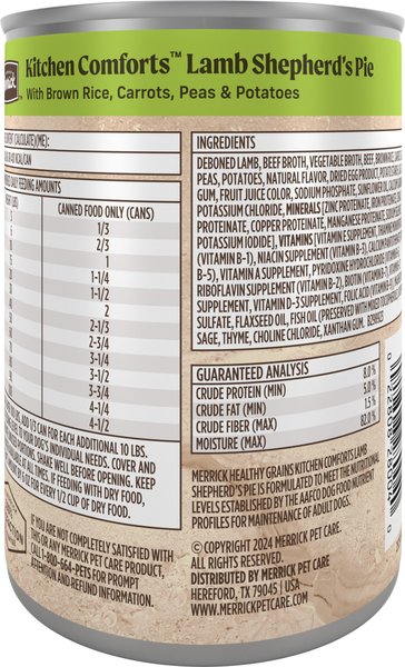 Show full view: Merrick Kitchen Comforts Lamb Shepherd’s Pie Wet Dog Food, 360-g can, case of 12 slide 3 of 14