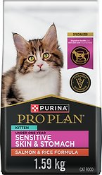 Purina Pro Plan Sensitive Skin & Stomach Salmon & Rice Dry Kitten Food, 1.59-kg bag