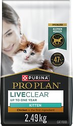 Purina Pro Plan LiveClear Kitten Chicken & Rice Dry Kitten Food, 2.49-kg bag