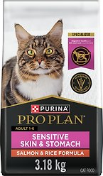 Purina Pro Plan Sensitive Skin & Stomach Salmon & Rice Dry Cat Food, 3.18-kg bag