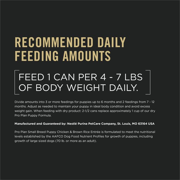 Show full view: Purina Pro Plan Small Breed Chicken & Brown Rice Entree Wet Puppy Food, 156-g can, case of 24 slide 3 of 3