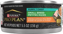 Purina Pro Plan Small Breed Chicken & Brown Rice Entree Wet Puppy Food, 156-g can, case of 24